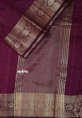 Winered - Madhuram - Soft Matka silk with grooves body with traditional border
